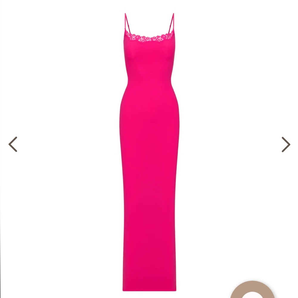 SKIMS FITS EVERYBODY CORDED LACE LONG SLIP DRESS